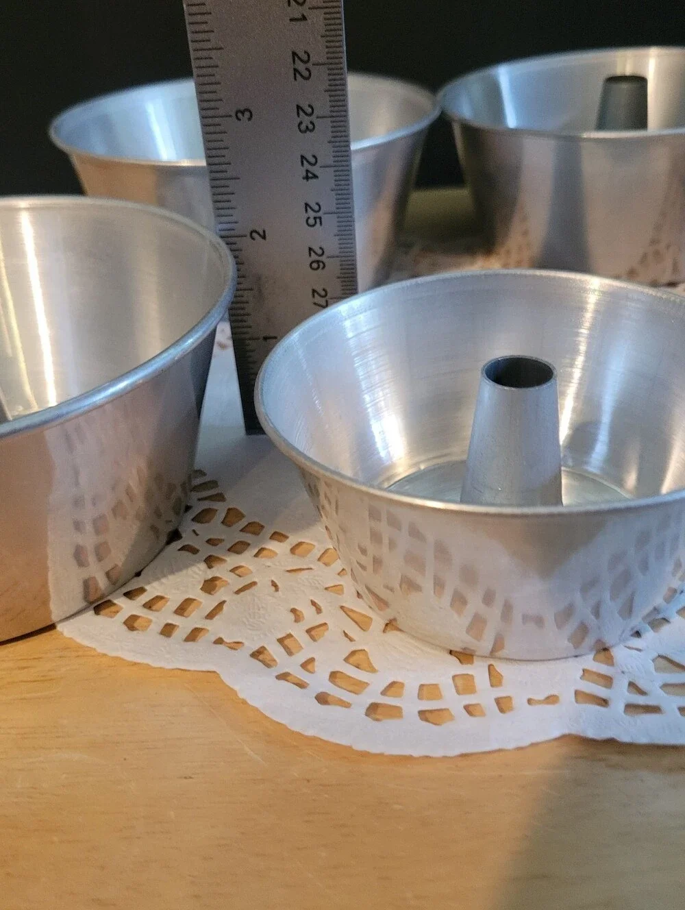 Silver Aluminum Angel Food / Tube Cake Pans - Set of 7 Bundt Pans Vintage